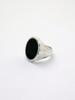 Ound Onyx Silver Bold Ring