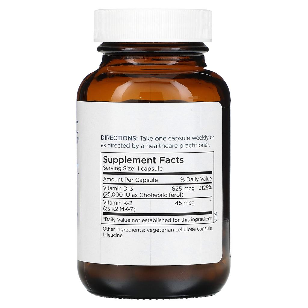 Metabolic Maintenance Vitamin D-3 Containing Vitamin K2 MK-7, 25,000IU, 60 Capsules