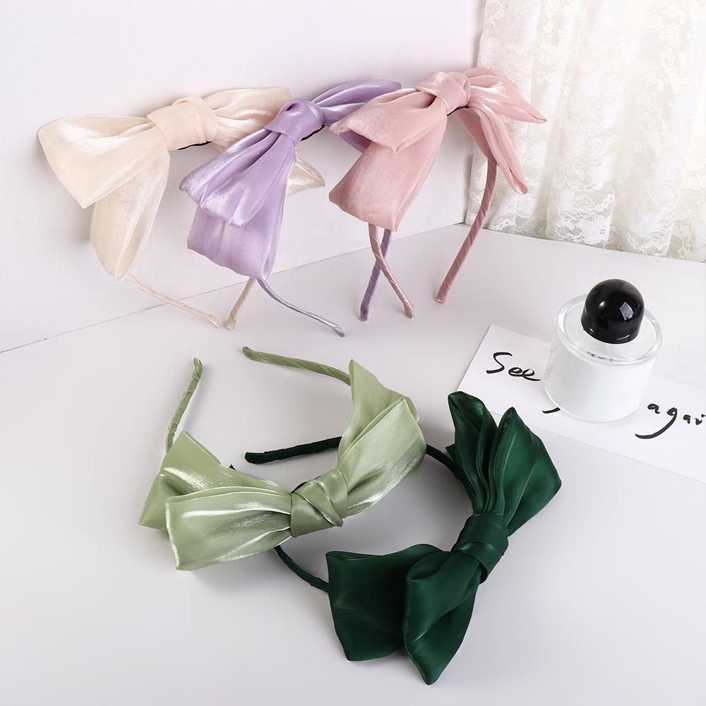 Headwear Mesh Barrette Korean Style Hairband Women Headband Bow Hair Hoop Bright Silk Hairband