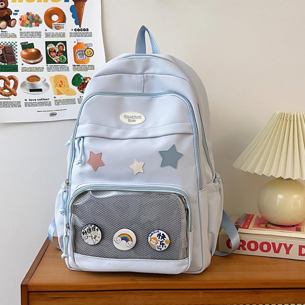 Y2K Милый Прозрачный Рюкзак со Звездами Ita Bag для Девочек Значок с Комиксами Большой Вместимости Женские Рюкзаки Модные Студенческие Школьные Сумки