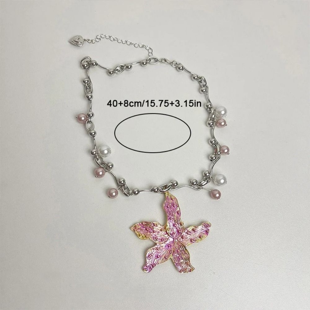 Imitation Pearl Pearls Necklace Bohemia Clavicle Chain Starfish Pendant Necklace  Jewelry Gifts