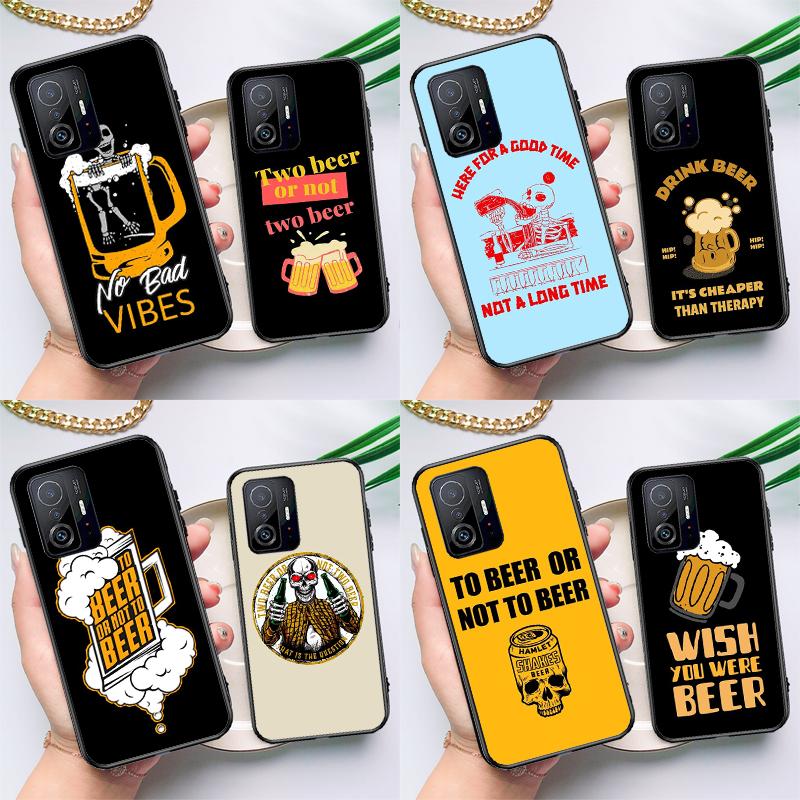 Beer Alcohol Case For POCO F5 X5 X3 Pro X4 F4 GT F3 M5s C40 Cover For Xiaomi 13 12 Lite 11T 12T Pro 12X