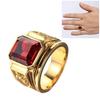 Retro Dragon Carving Square Rhinestone Copper Finger Ring Men Jewelry Decor Gift