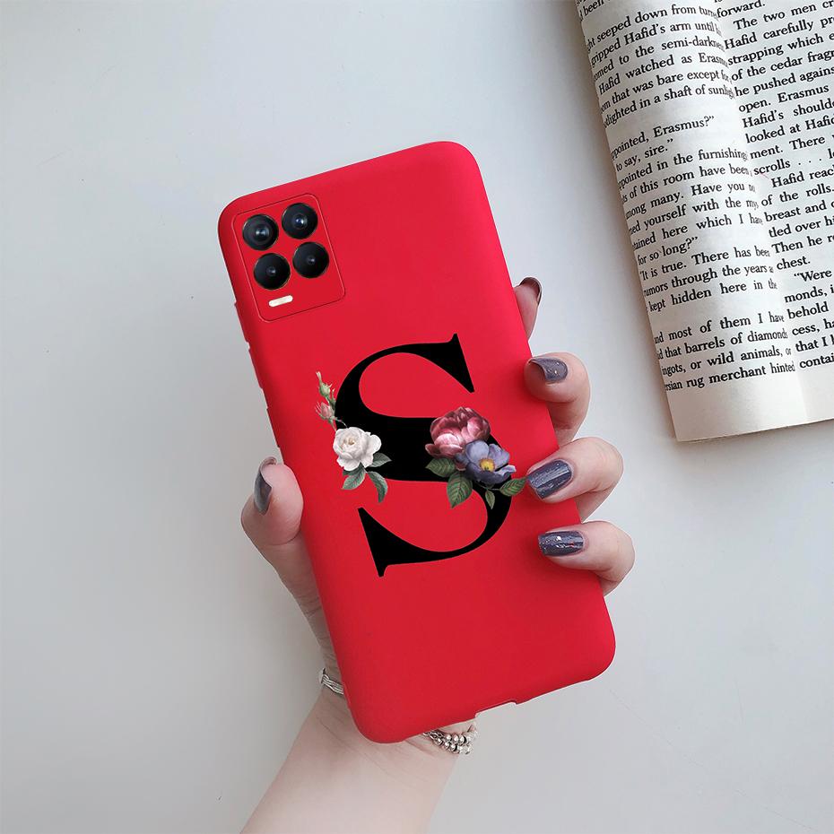 For Realme 8 Pro Case Silicon Soft Letter Monogram Flowers Phone back cover For Oppo Realme8 4G RMX3085 Realme 8 Pro Bumper Case