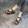 Soft Leather Platform Women's Sandals Women's Summer Women's Casual Sandals Muffin Soft Sole Comfortable Versatile Beach Sandals