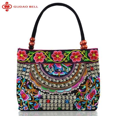 Модные женские маленькие сумки с вышивкой, женские сумки с национальной цветочной вышивкой и верхней ручкой, однослойные сумки-переноски с бисером