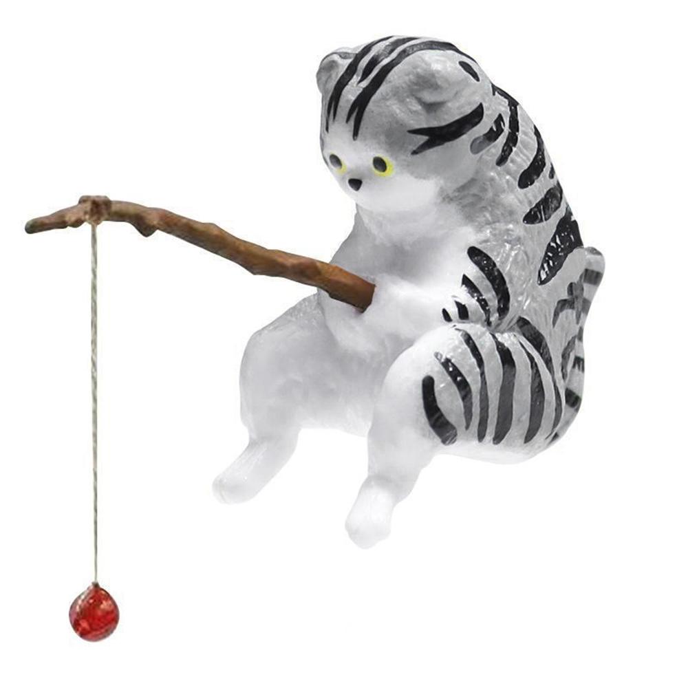 Kitten Fishing Aquarium Decoration Fish Tank Scenery Cat Fishing Ornament Fishing Cat Hanging Ornament