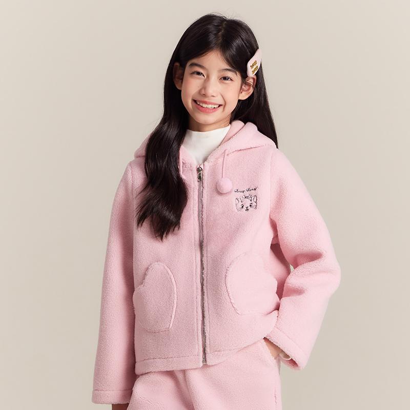 Girl's Dopamine Lamb Fleece Set 2025 Autumn/Winter New Children's Loose Warm Coat