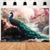 Peacock Theme Background Happy Birthday Flower Castle Waterfall Party Decor Backdrop Photography Studio Supplies Props Banner