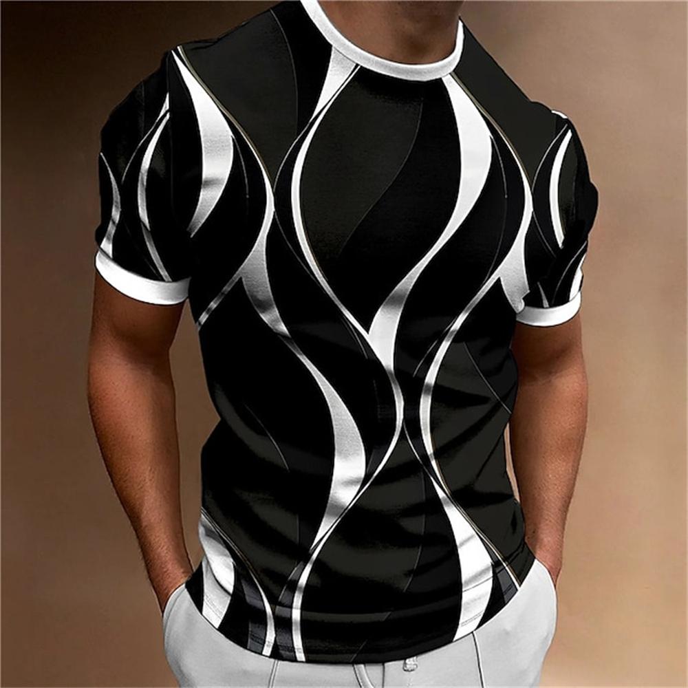 Summer Men's T-shirt Abstract Geometric Printing O-Neck Street Clothing 3D Printing Outdoor Short Sleeve Top Men's Clothing