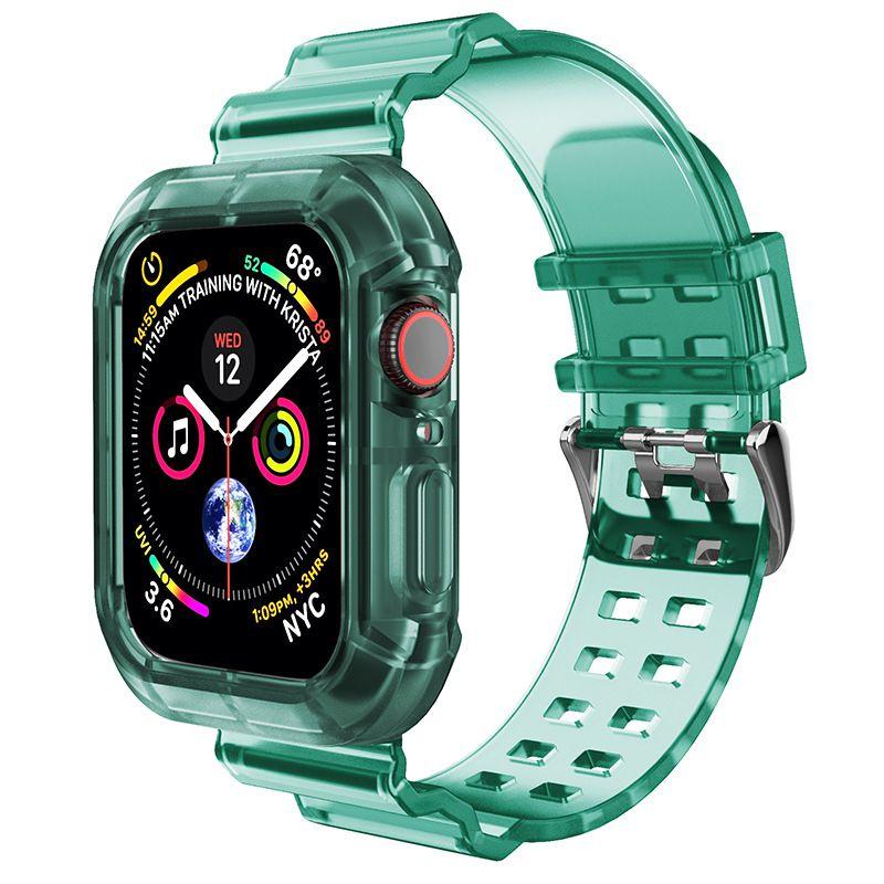 Прозрачный спортивный ремешок из ТПУ для Apple Watch Series 1/2/3/4/5/6/7/se Регулируемый и с точными вырезами