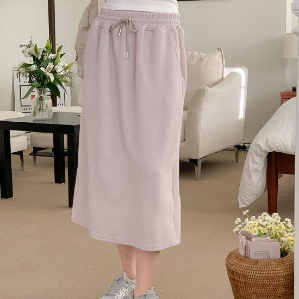New ArrivAls Open Run Ribbed Skirt Loose Fit A Line wAistbAnd Long Skirt