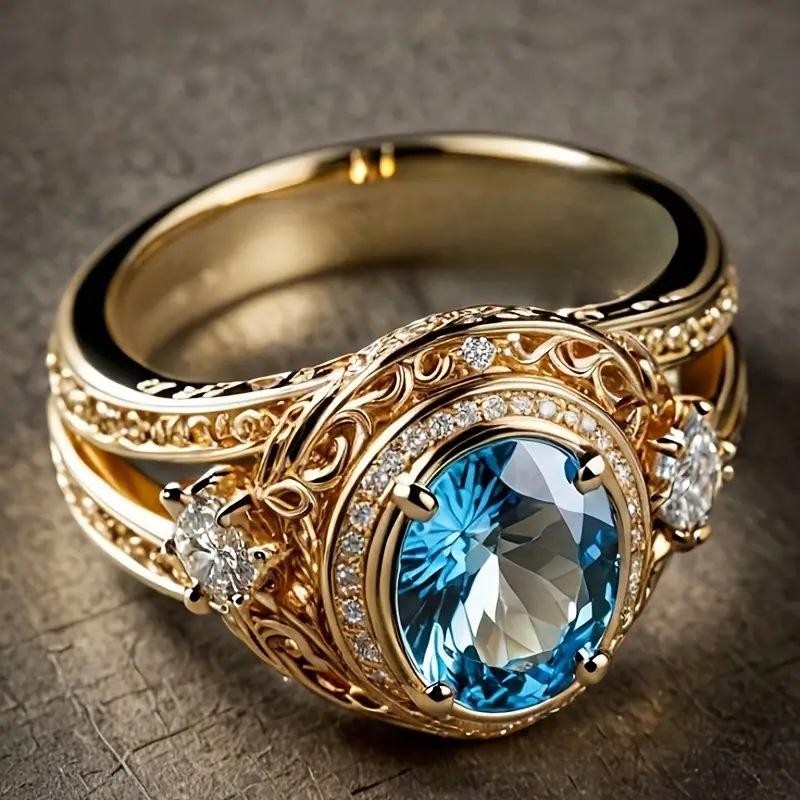 European and American style, luxurious accessories for the aristocratic lady Princess-style ring for women Hollowed-out alloy, gold-plated ins Wind