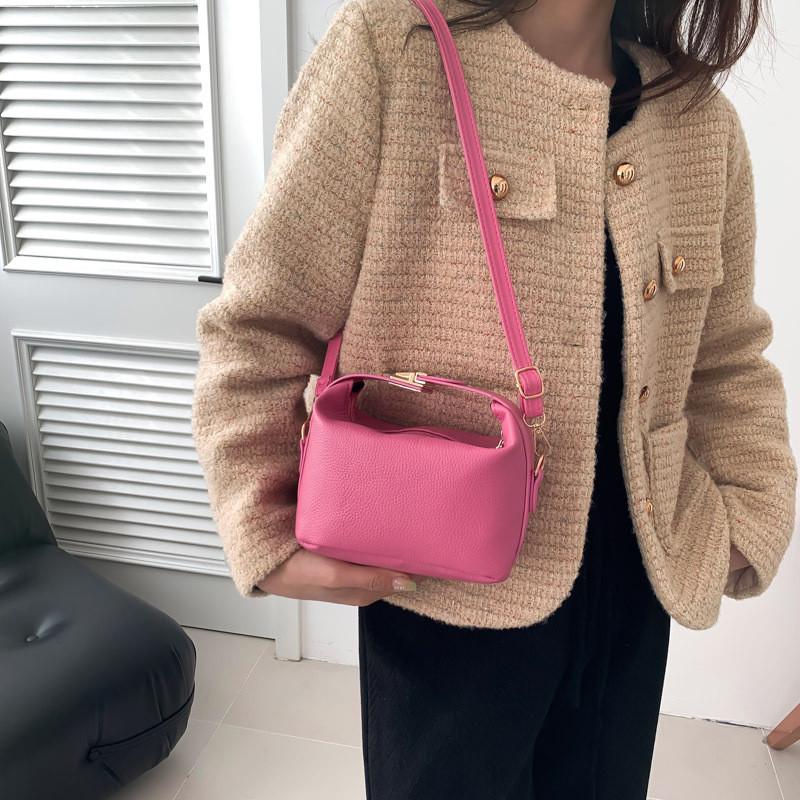 Trendy Street Style Small Square Handbag Soft Medium Pu Leather Crossbody Bag