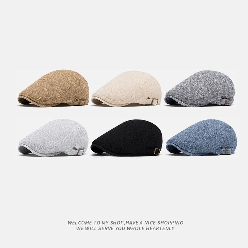 Весна-лето дышащий льняной берет мужской британский винтажный кепка однотонная кепка-газетчик