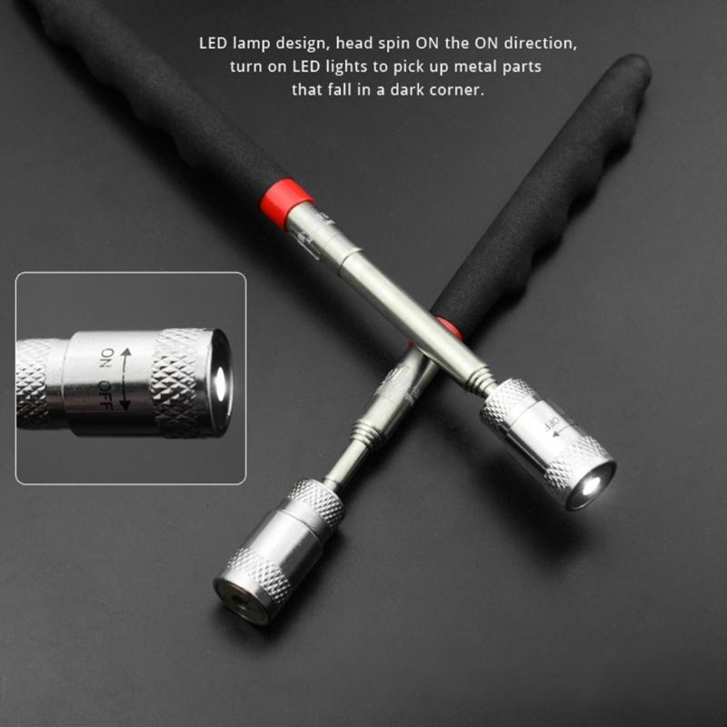 Extendable Magnetic Telescoping Pick Up Tool Telescoping Magnetic Pickup with LED Light Telescopic Magnetic Stick