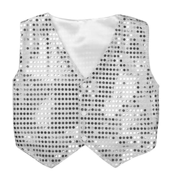 Kids Boys Girls Sequins Jazz Dance Show Vest Waistcoat Hip-Hop Costumes