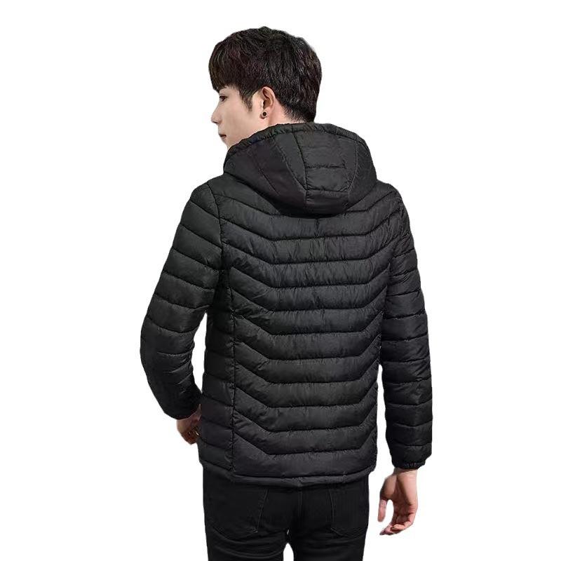 Light Down Cotton-padded Clothes Men's Short Hooded Warm Cotton Clothes Large Size Youth Autumn and Winter Jacket