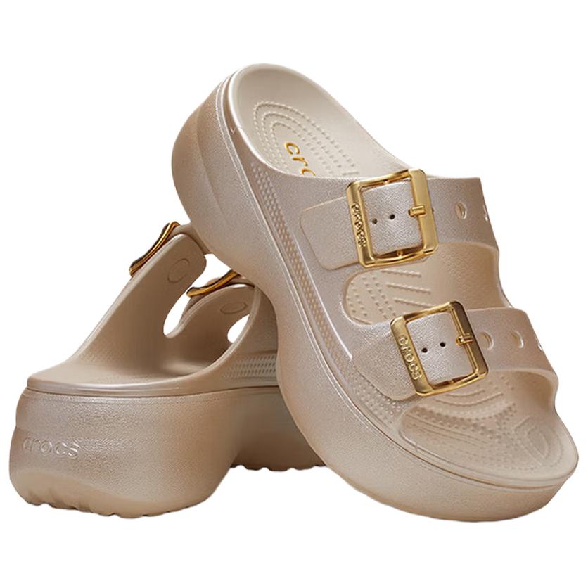 Crocs Классические Сандалии-Слипоны с Металлической Пряжкой Cloud Comfort Женские Сандалии Бежевый Золотой 215552-2TC