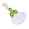 Rainbow Moonstone, Peridot Gemstone 925 Sterling Silver Jewelry Pendant 2.2" AH-3281