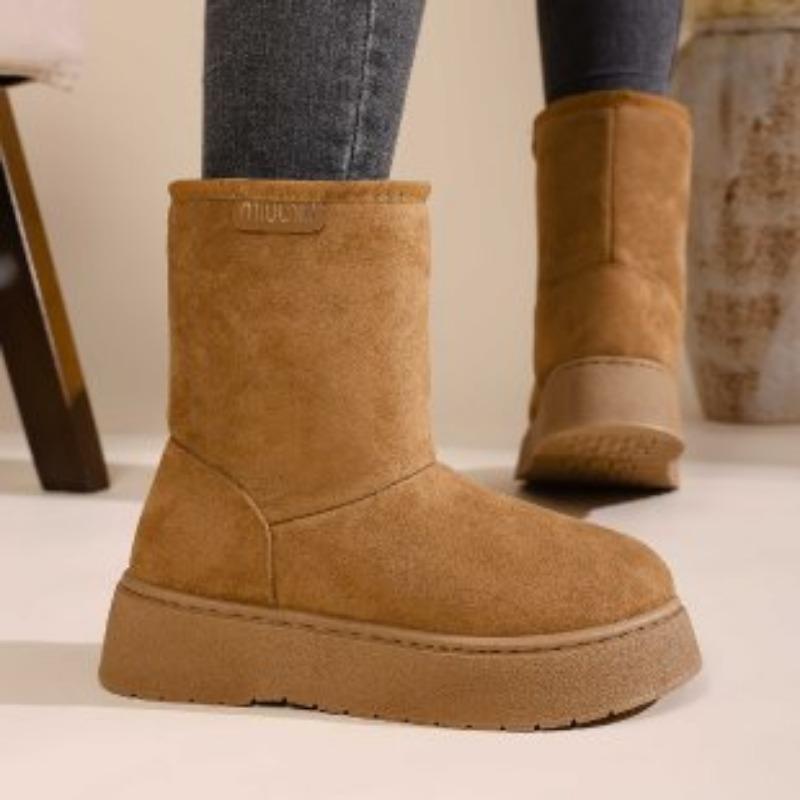 Женские зимние теплые меховые ботинки большого размера на толстой подошве, утепленные подкладкой, ботильоны, нескользящие походные спортивные хлопковые ботинки