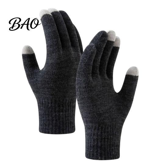 Sensitive Conductive Fingertip Gloves Knitted Touchscreen for Women Men, Winter Warm Five Finger Gloves, Thermal Cold Weather Texting Driving