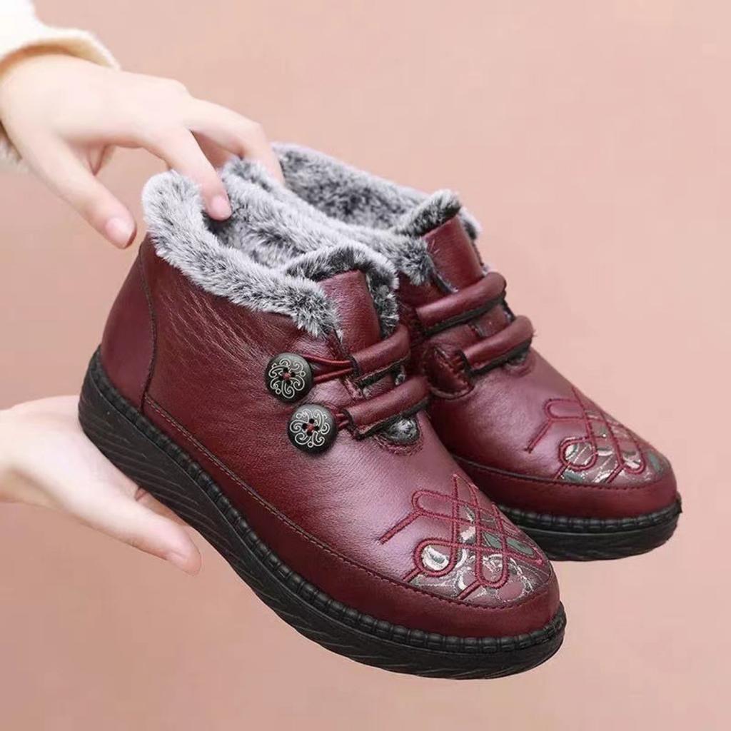 Mother Cotton Shoes Women's Winter Velvet Old Beijing Cotton Shoes Grandma Shoes Non-slip Soft Sole Thickened Warm Snow Boots for the Elderly