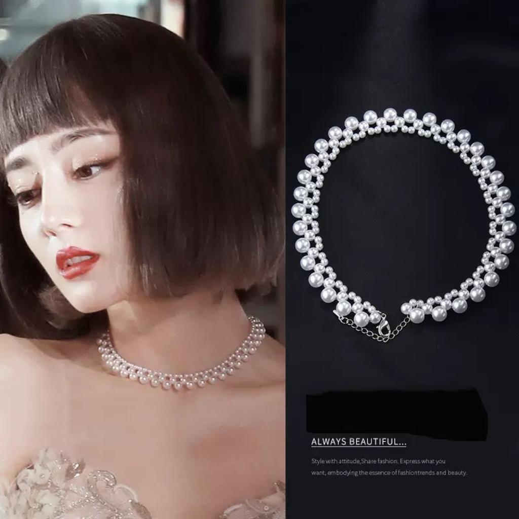Vintage court French pearl necklace female ins Internet celebrity collarbone chain niche design princess high sense neck chain
