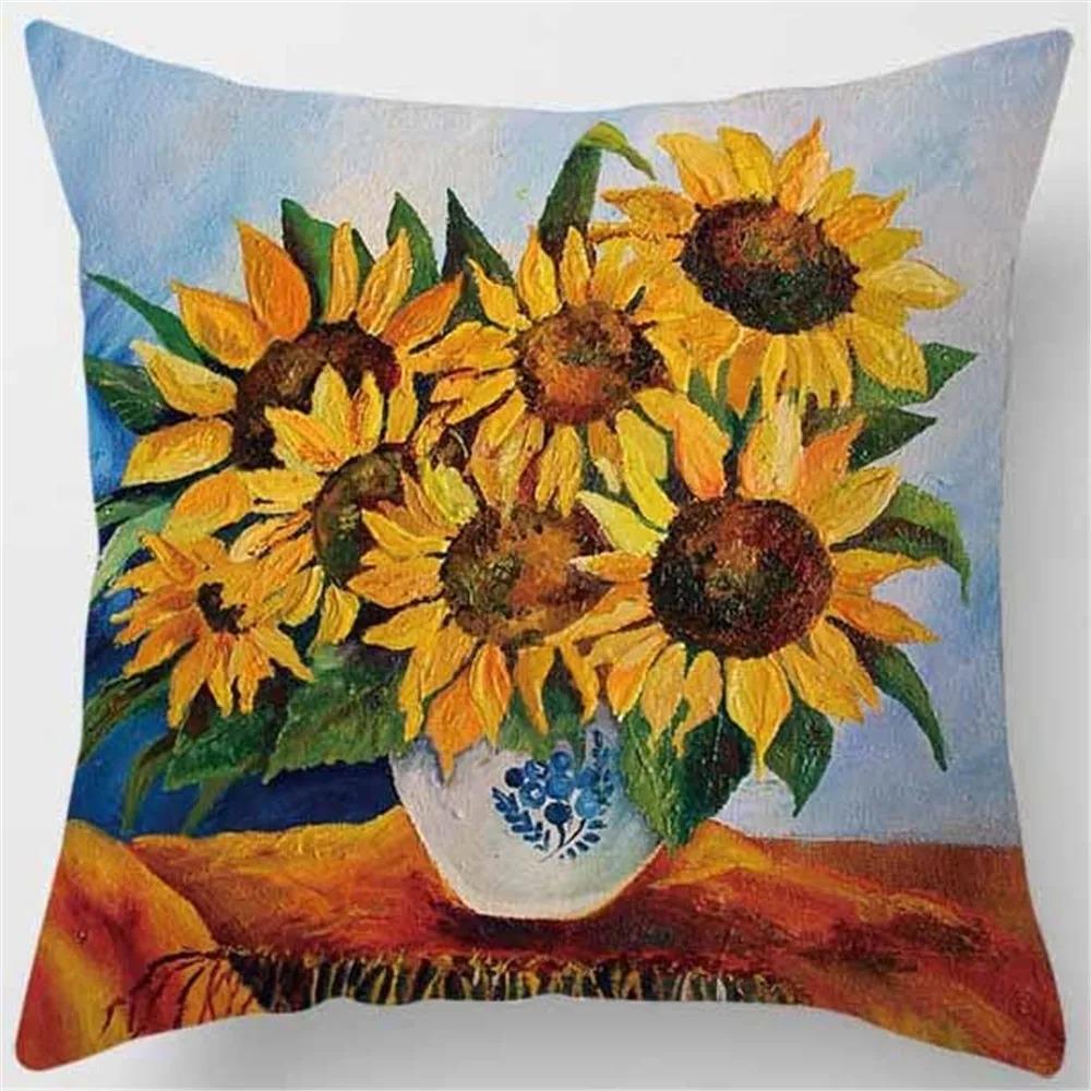 Sunflower Decorative Pillowcase Office Living Room Car Ornaments Home Pillowcase
