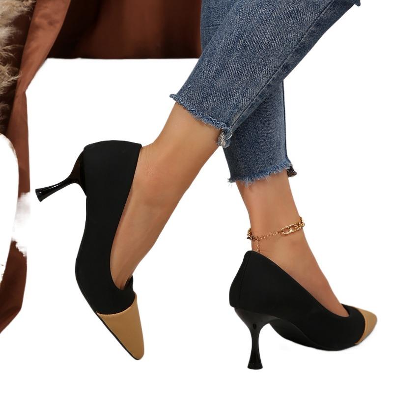 Большие размеры Туфли женские Слипоны женские Элегантные туфли на высоком каблуке Туфли женские Разноцветные с острым носком Туфли на тонком каблуке женские