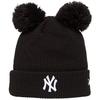 Wmns Double Pom Beanie New York Yankees Hat, Womens Black Cap