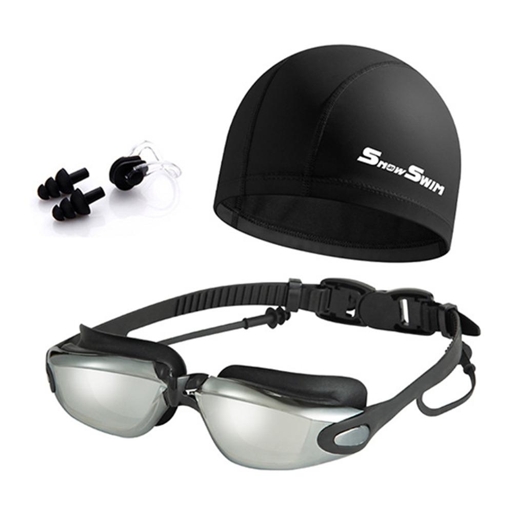 with Nose Clip, and Ear Plugs Silicone Swim Cap Adjustable Diving Eyewear  Water Sports