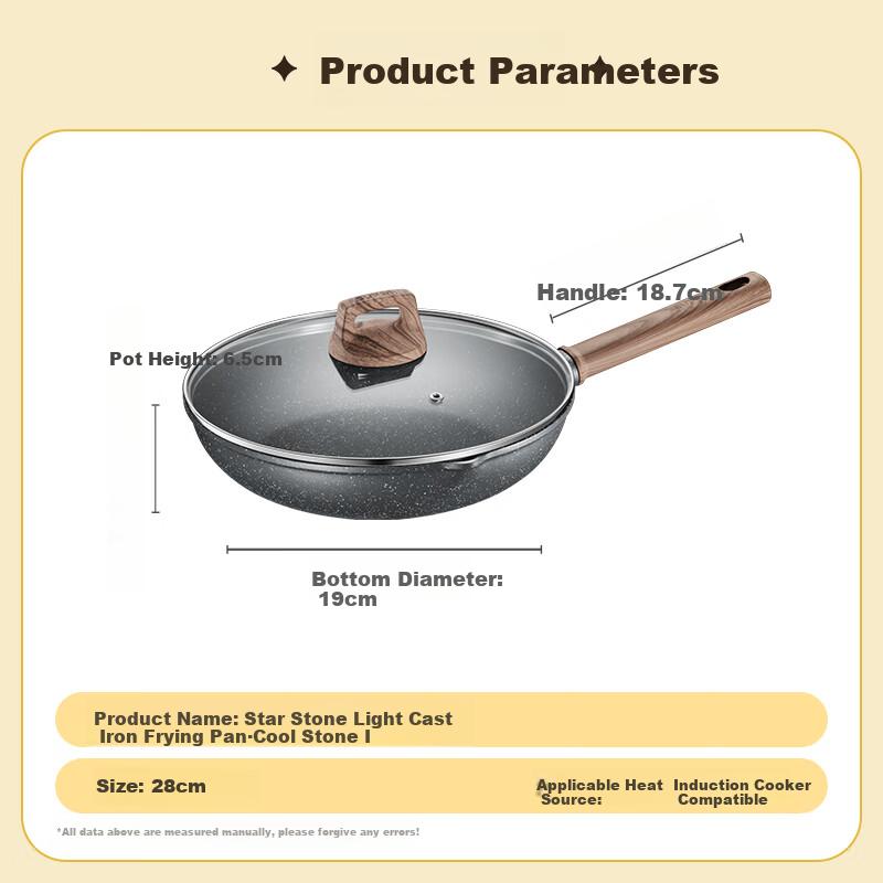 SUPOR Non-Stick Frying Pan, Steak Pan, Medical Stone Color Stir-Fry Pan, Pancake Griddle, Compatible with Induction Cooker And Gas Stoves, 28cm