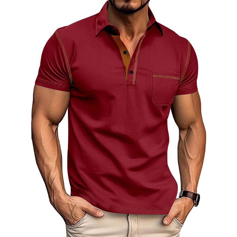 Мужская футболка-поло с коротким рукавом, воротником-стойкой и карманом - Business Casual