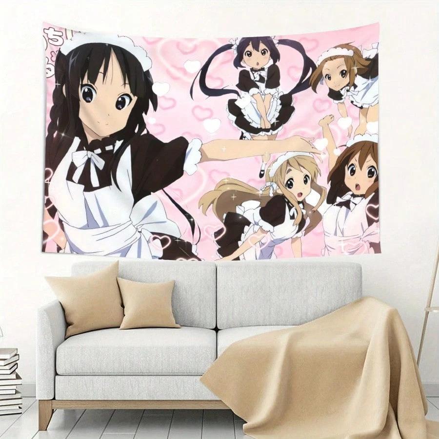 1 шт. Аниме-гобелен горничной, Полиэстер, 2D-печать, K-On! Дизайн кафе горничных, Настенный декор для спальни и гостиной, Акцент для комнаты фаната аниме