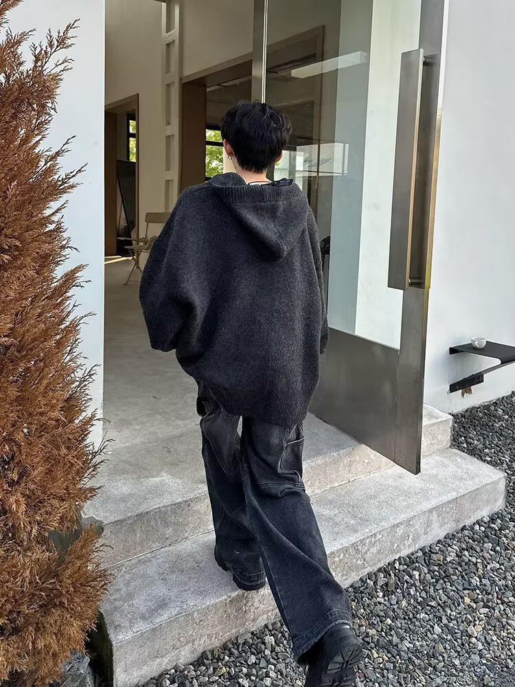Men's American College Style Hoodie & Sweater Set - Autumn/Winter High-End Knitwear