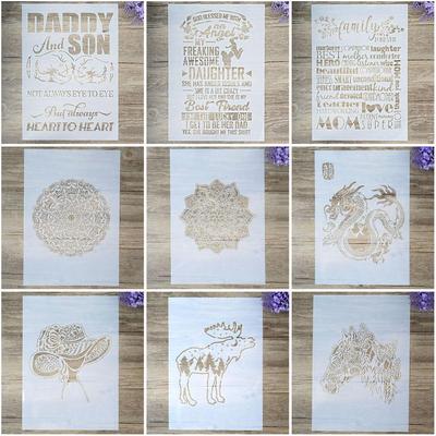 Шаблон декоративного трафарета с буквами размера А4, трафареты для рисования своими руками, скрабукинг, роспись по дереву, холсту, полу, стенам и плитке