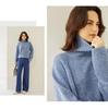 Women's Autumn/Winter High Neck Patterned Cashmere Raglan Sweater