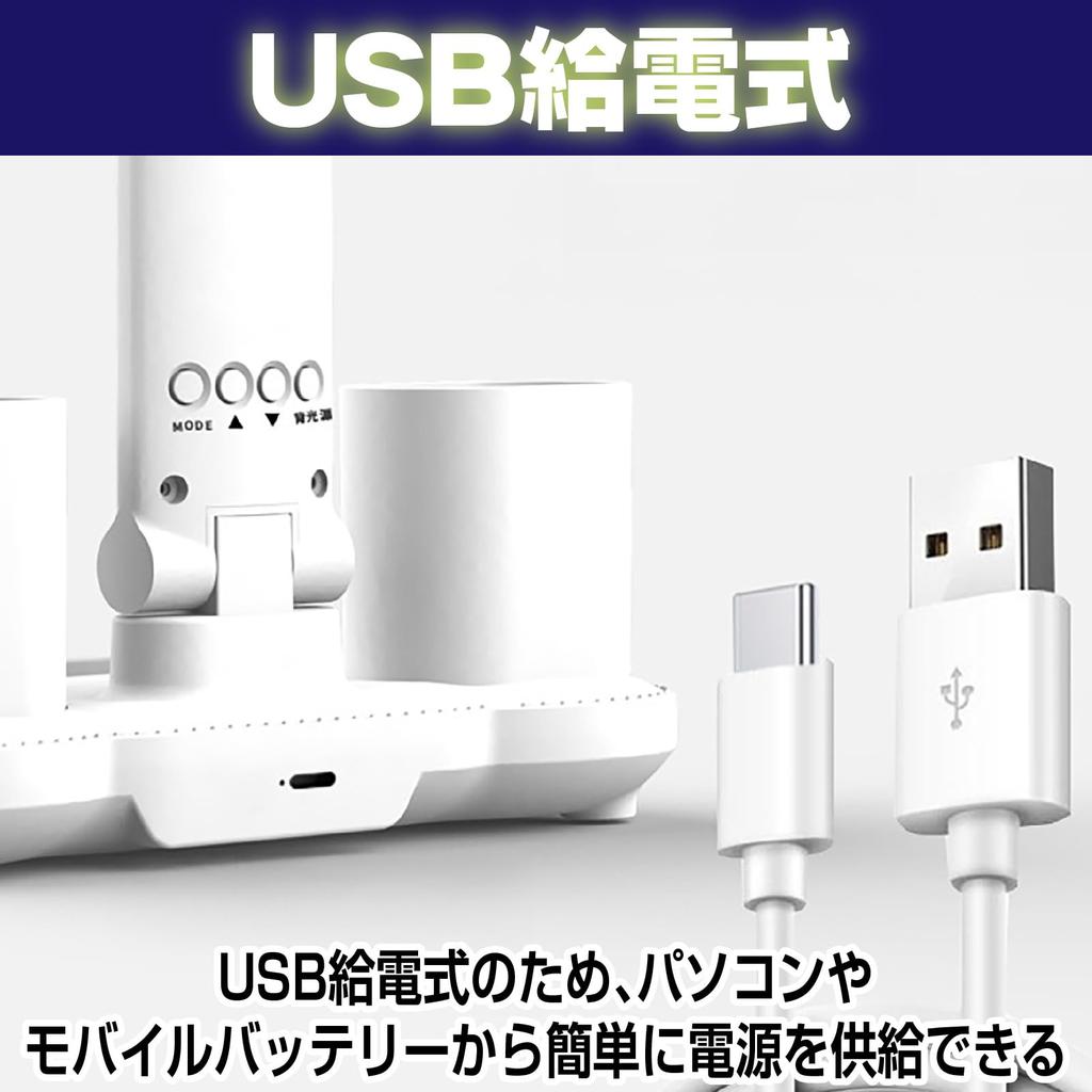 CAWKAY Table Lamp, LED Fan, Stand Light, Reading Light, Study Light, Desk Lamp, Powered, Heatstroke Prevention, Cooling Breeze, Foldable