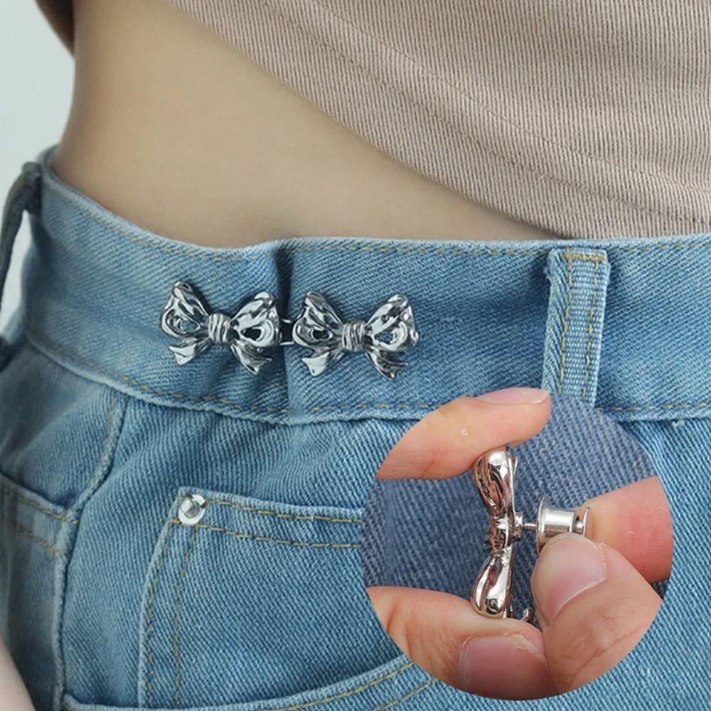 Alloy Adjustable Waist Clip Bowknot Pants Pin Fashion Tighten Waist Button