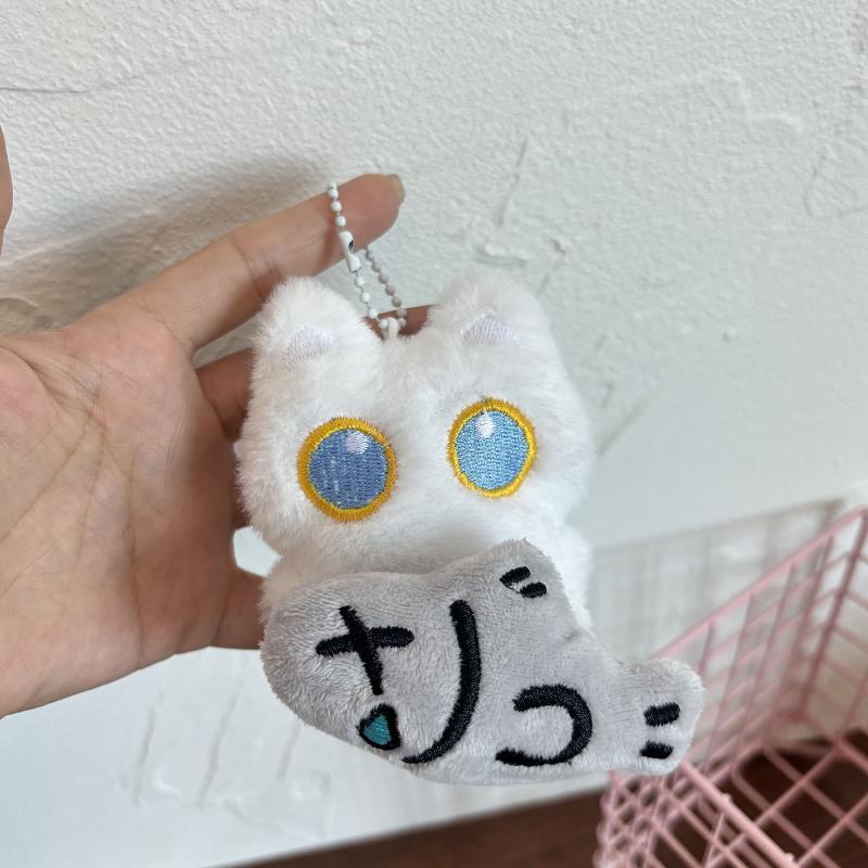Милый плюшевый подвеска-черный кот с большими глазами и маленькой рыбкой, Креативный аксессуар для сумки для пары, Брелок маленький черный кот