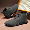Зимняя мужская повседневная обувь для активного отдыха, кожаные ботильоны, нескользящие высокие мужские рабочие туфли, высококачественные квадратные мужские ботинки челси