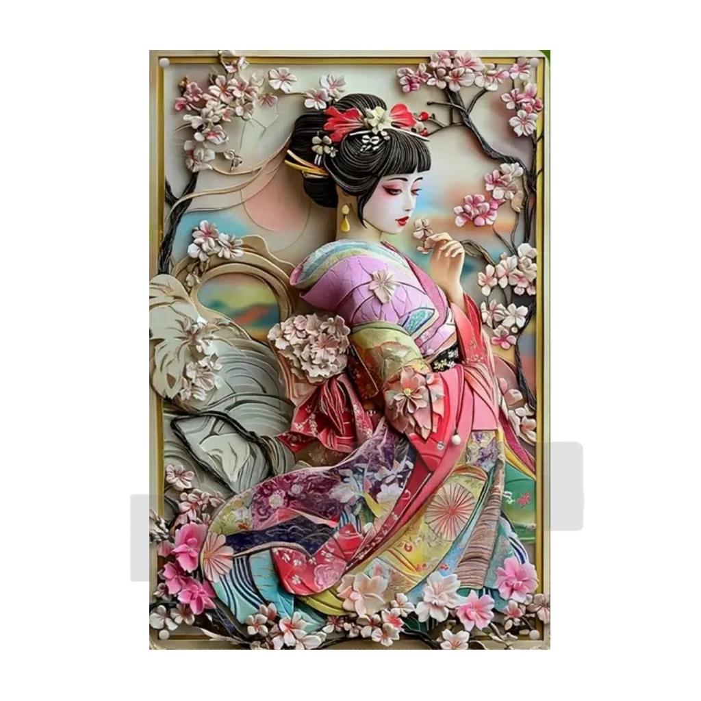 Японская гейша кимоно металлический знак, 2D элегантный японский постер с цветущей вишней, для дома, комнаты, офиса, идзакая, кафе, студии настенный декор