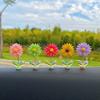 5Pcs Cartoon Car Interior Shaking Head Sunflowers Ornament Decoration with Spring Shake Head Decor Double-sided Tape