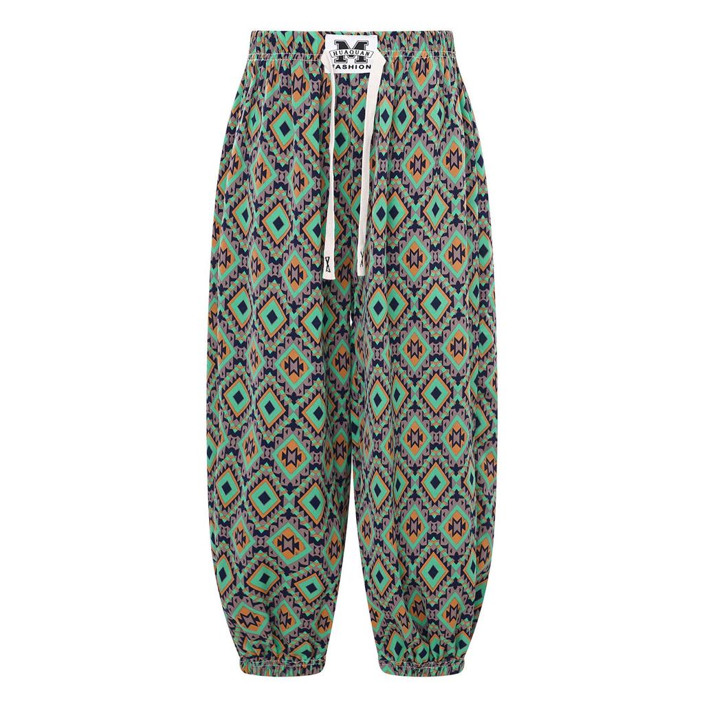 Модные шаровары для мальчиков и девочек, легкие брюки с эластичной талией, брюки с красочным принтом, для отпуска, путешествий, пляжа, дома