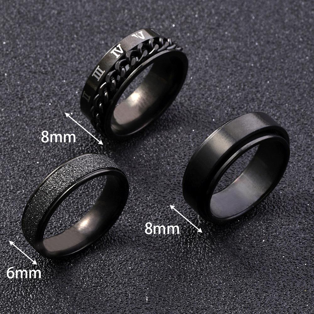 Вращающийся кольцо-цепочка с римскими цифрами: Титан и нержавеющая сталь, стиль хип-хоп