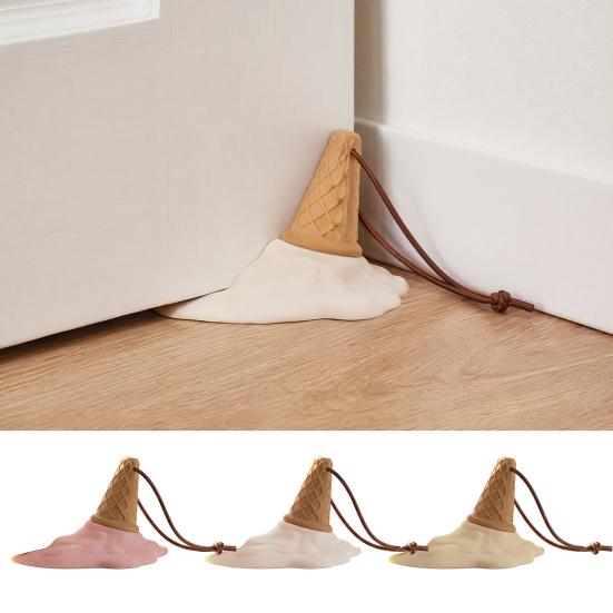 Ice Cream Door Stopper, Fun Melting Ice Cream Doorstop Wedge, Rubber Door Stopper with Hanging Strap for Bedroom Door