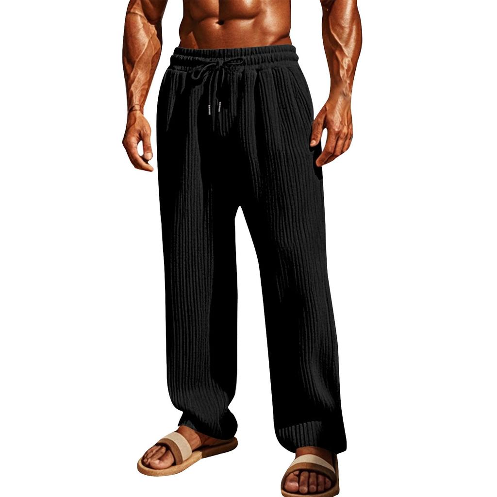 Мужские однотонные вертикальные полосатые повседневные спортивные модные брюки на шнурке