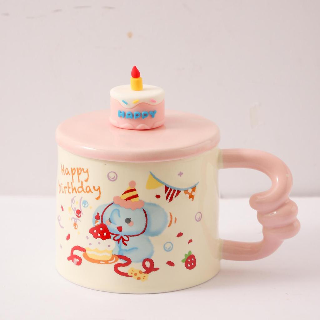 Girl's Heart Birthday Gift Cute Cartoon Bear Ceramic Cup Mug for Girlfriend Souvenir High-value Gift Box