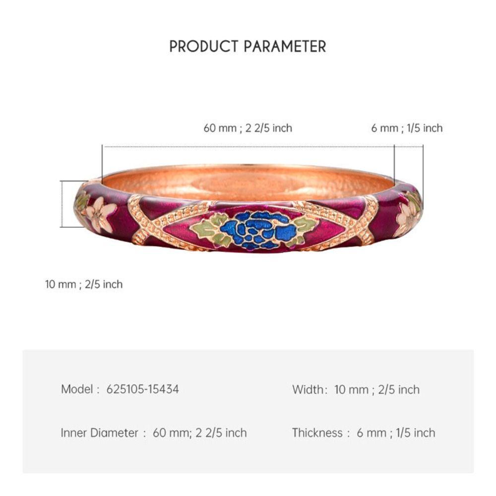 Traditional Hollow Out Flower Bangle Chinese Women's Hand Bracelet Vintage Cloisonne Bangle Girls